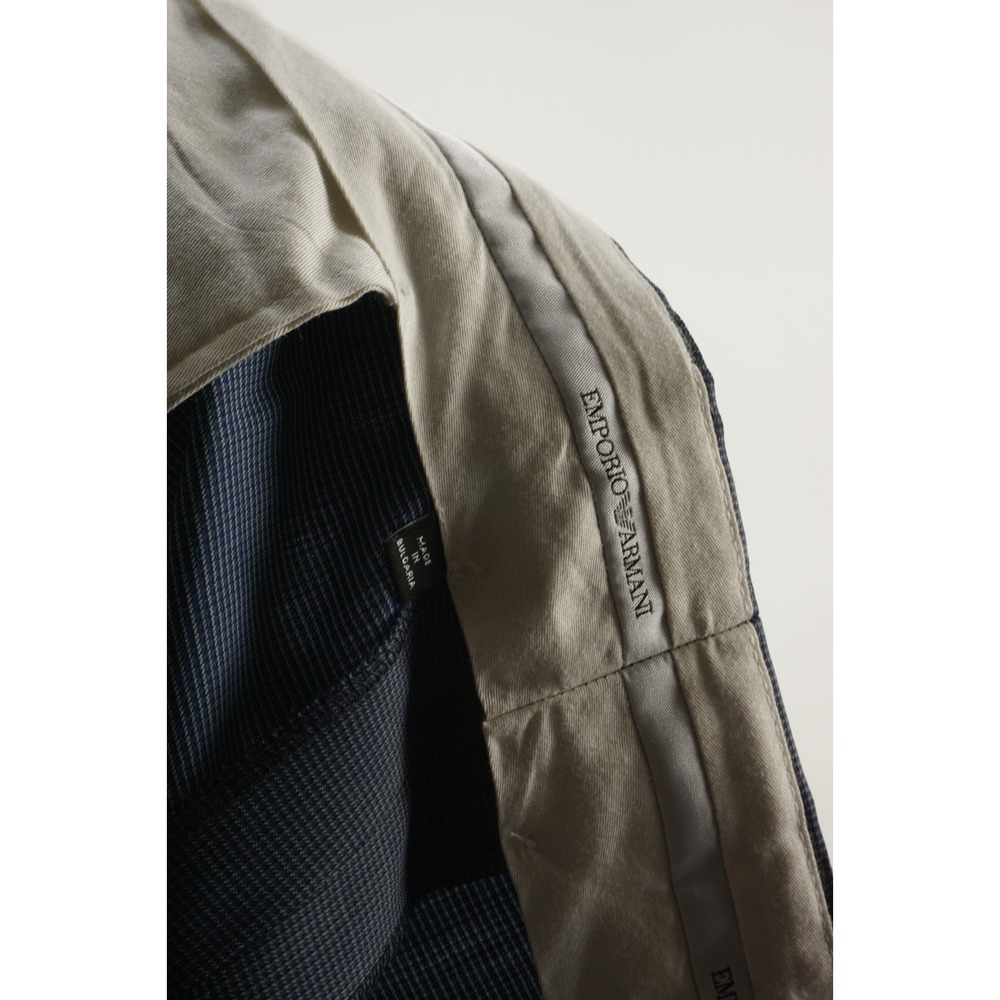 Recent Emporio Armani Jersey Wool Dress Pants Mens 36 x 29 Blue Check Flat Front - Picture 7 of 10